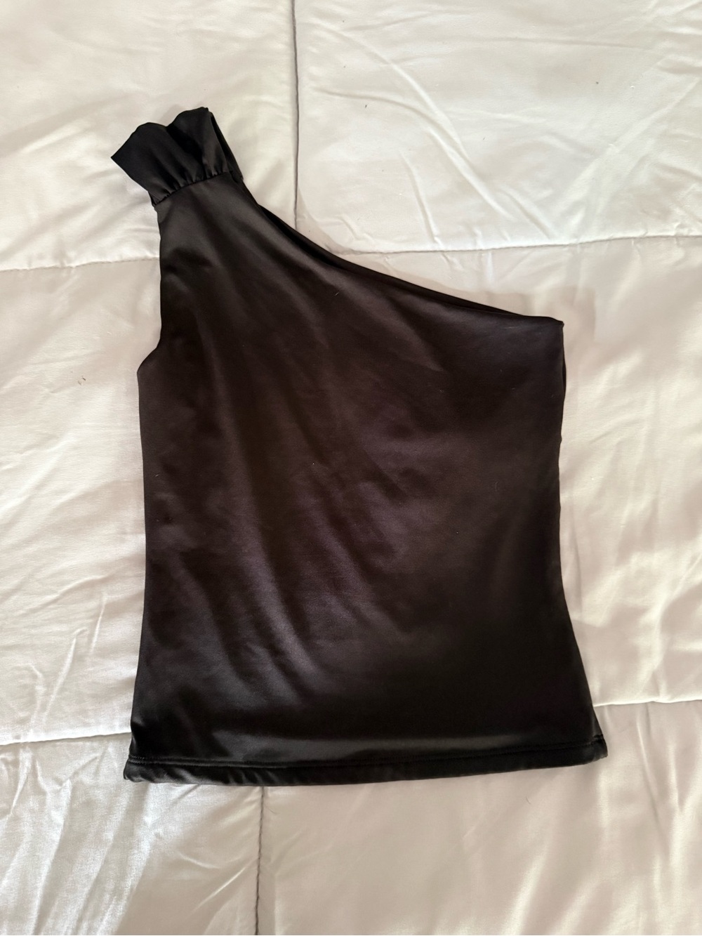 One-Shoulder Black Women's Top